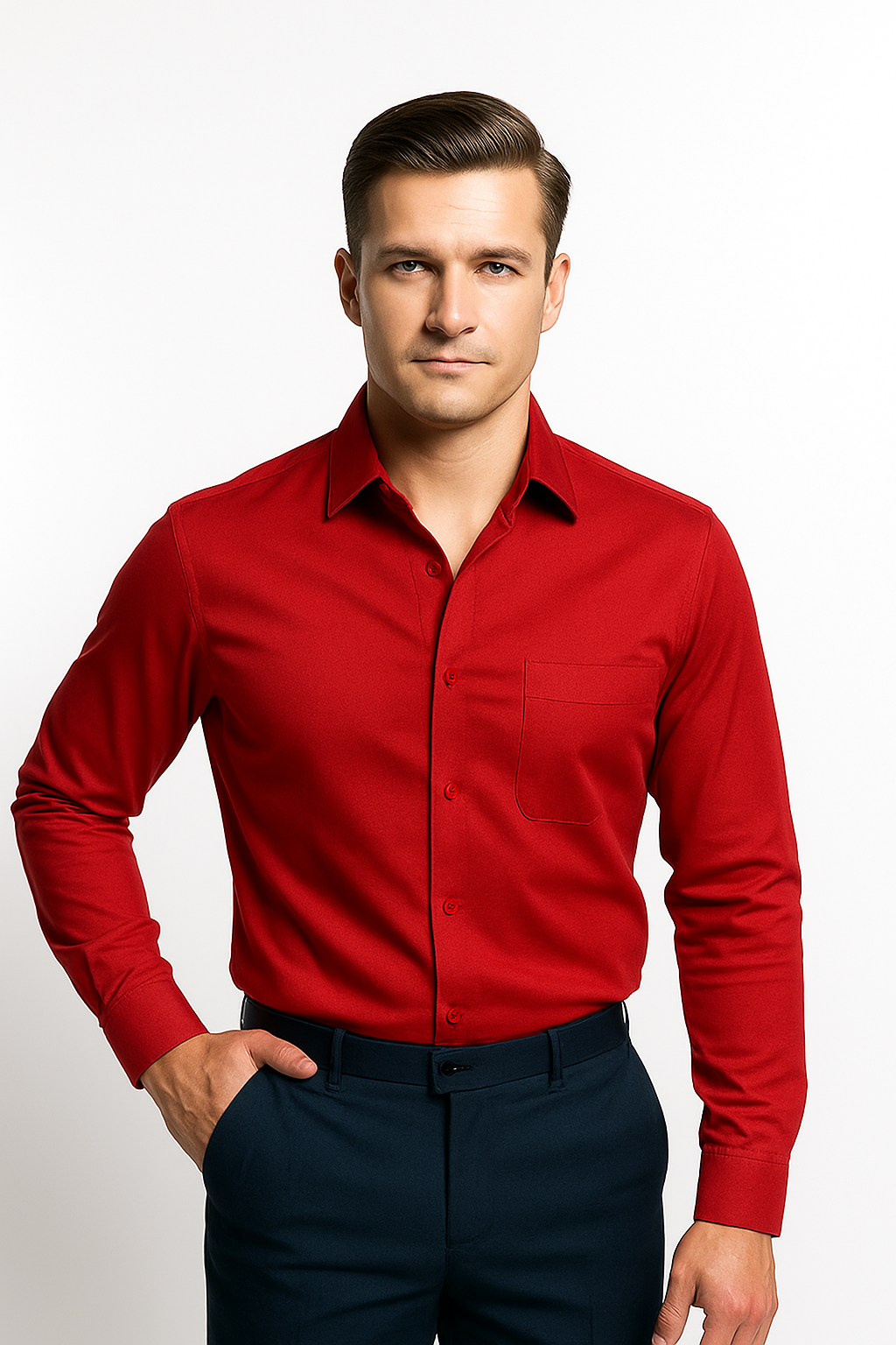 Men’s Premium Slim Fit Long Sleeve Button-Down Shirt – Multiple Colours Available