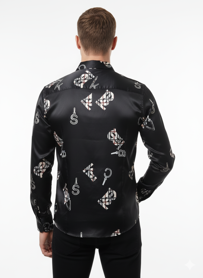 Men's Burberry Black & White Printed Men's Shirts: The Ultimate Statement Piece Full sleeve shirt