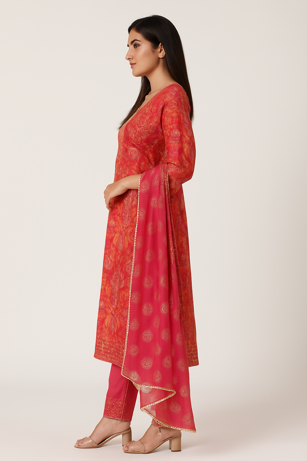 Women's Elegant Black Floral Printed Kurta Set (SKD) with Dupatta | Ethnic Party & Festive Wear