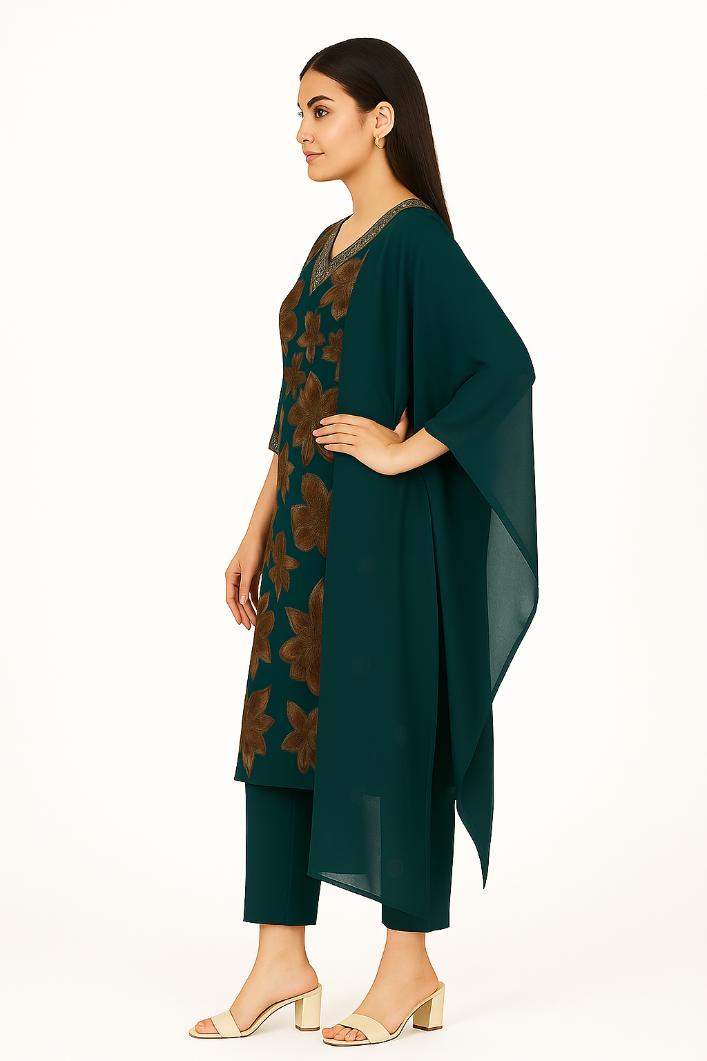 Women's Elegant Black Floral Printed Kurta Set (SKD) with Dupatta | Ethnic Party & Festive Wear