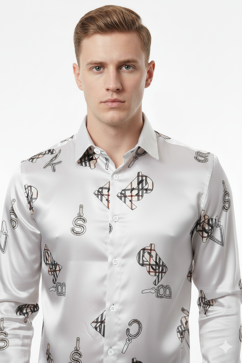 Men's Burberry Black & White Printed Men's Shirts: The Ultimate Statement Piece Full sleeve shirt