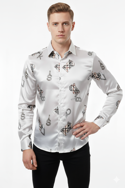 Men's Burberry Black & White Printed Men's Shirts: The Ultimate Statement Piece Full sleeve shirt