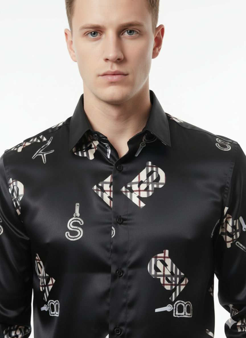 Men's Burberry Black & White Printed Men's Shirts: The Ultimate Statement Piece Full sleeve shirt