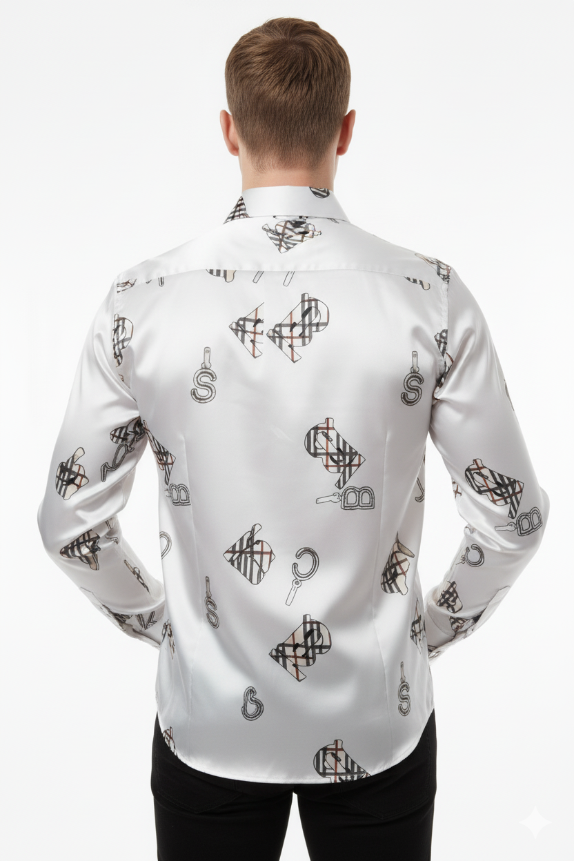 Men's Burberry Black & White Printed Men's Shirts: The Ultimate Statement Piece Full sleeve shirt