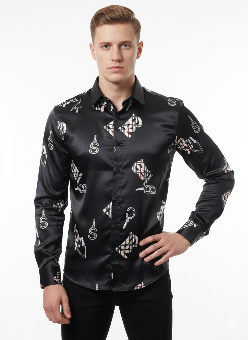 Men's Burberry Black & White Printed Men's Shirts: The Ultimate Statement Piece Full sleeve shirt