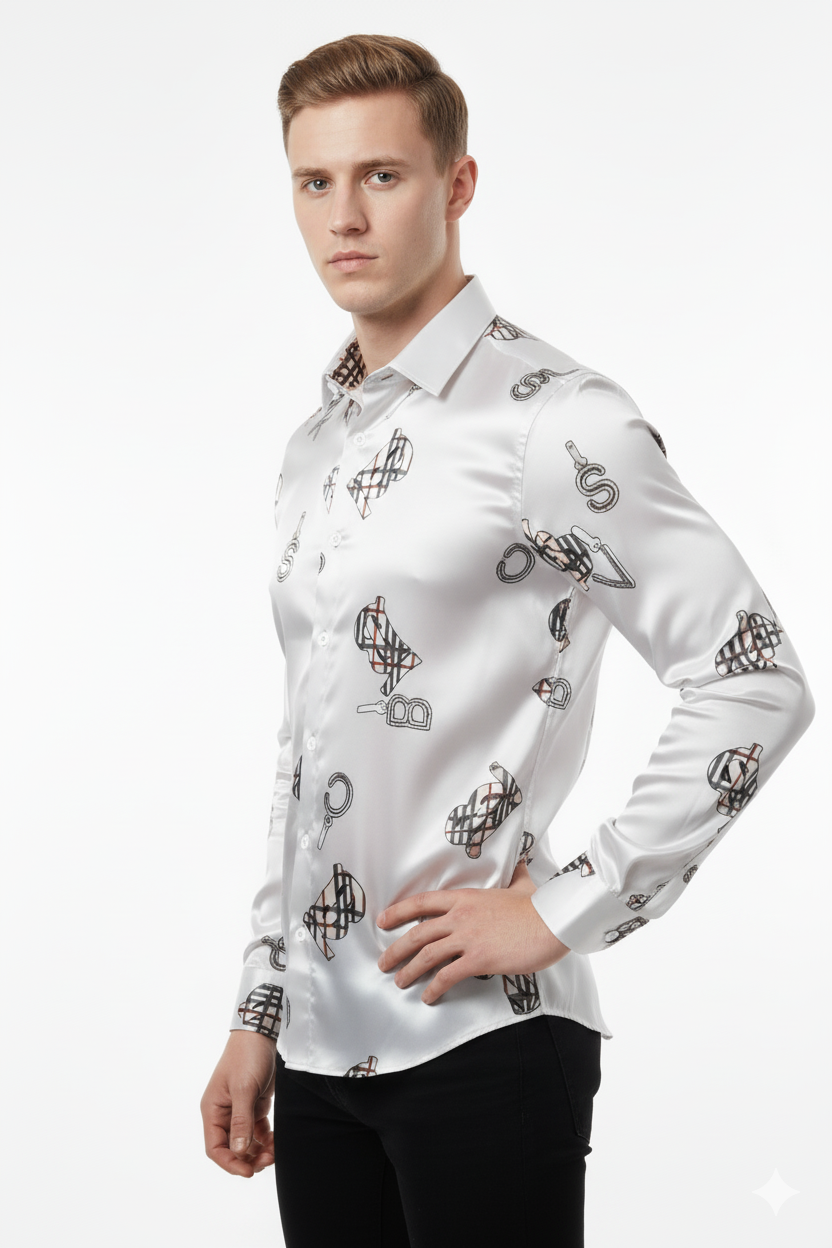 Men's Burberry Black & White Printed Men's Shirts: The Ultimate Statement Piece Full sleeve shirt