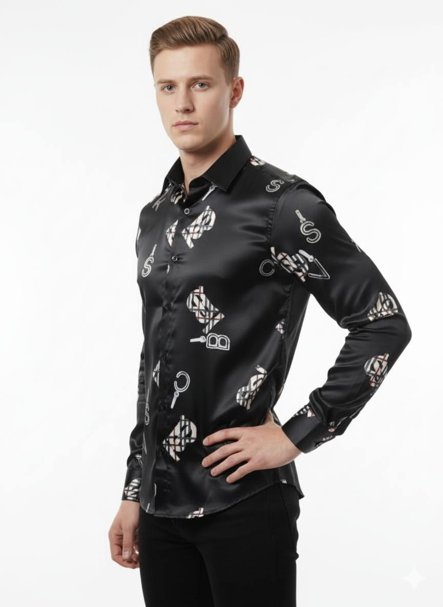 Men's Burberry Black & White Printed Men's Shirts: The Ultimate Statement Piece Full sleeve shirt